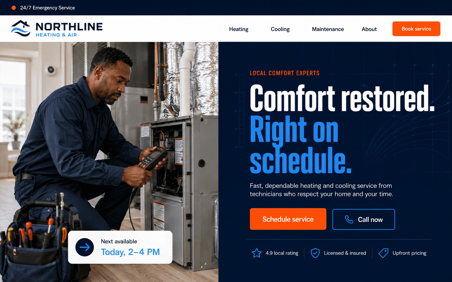 Northline Heating and Air website hero concept