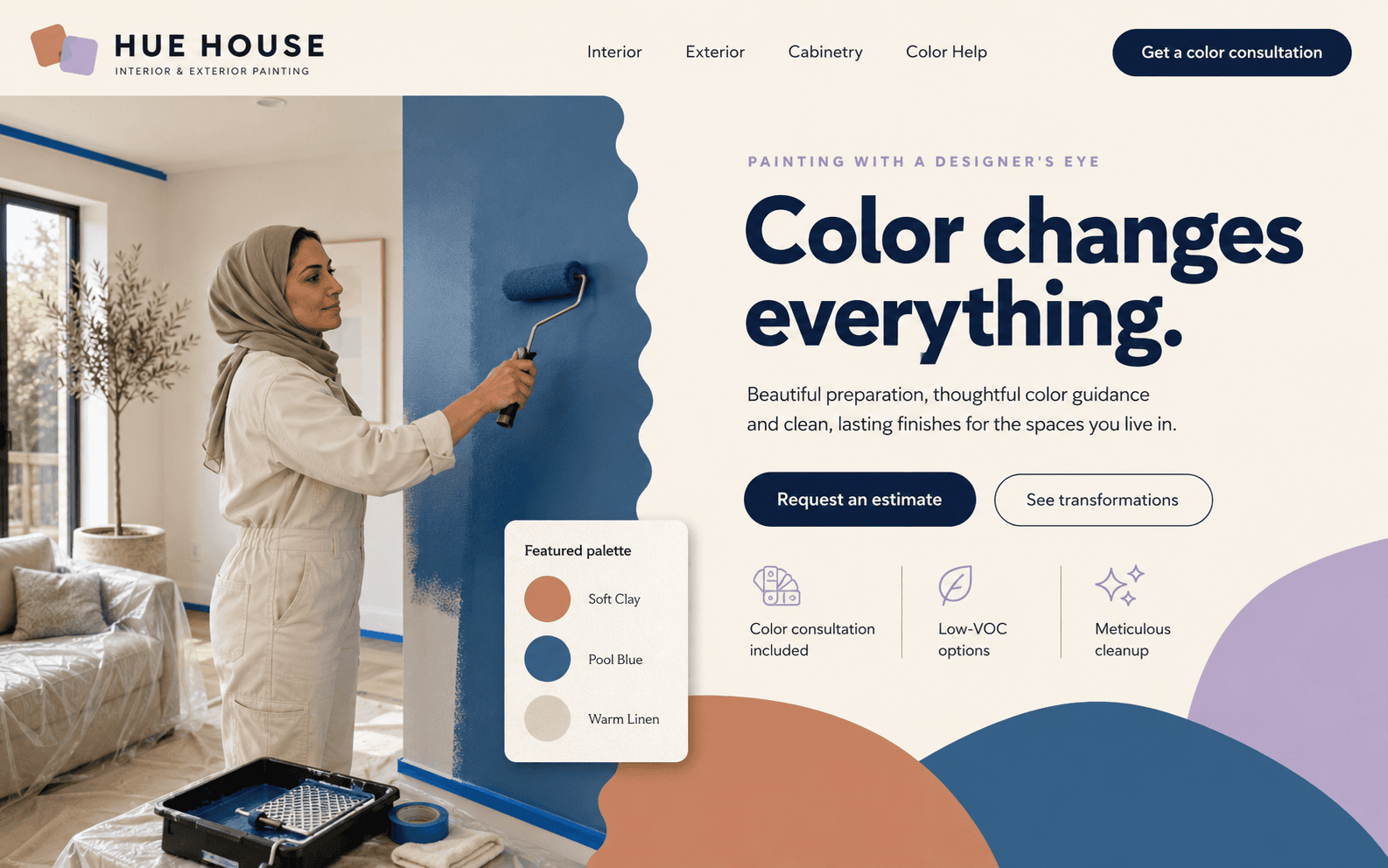 Hue House website hero concept