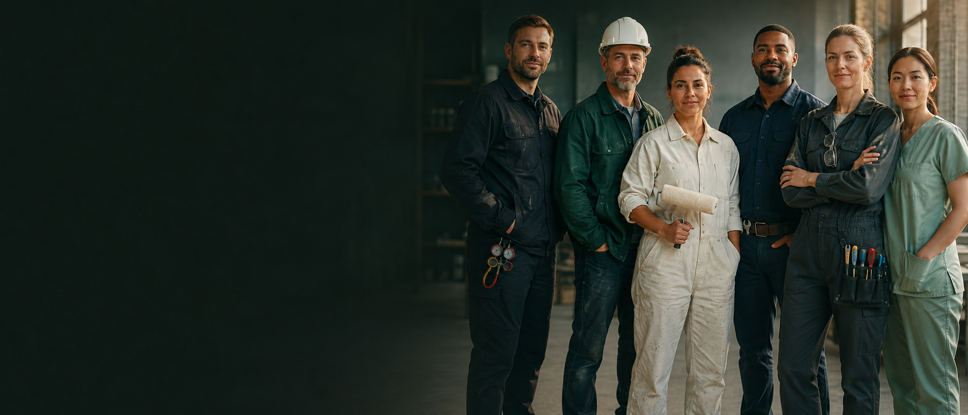 Local service professionals including HVAC, construction, painting, electrical, and healthcare, representing the businesses Karaji builds websites for